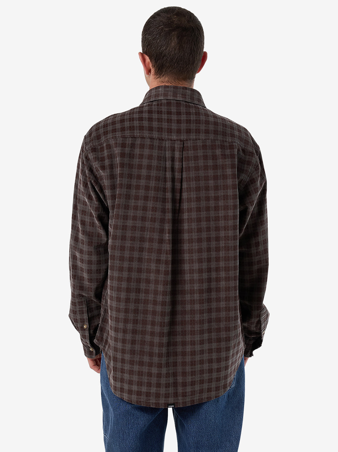 Thrills - Union Cord Check Long Sleeve Shirt  - Charcoal Rose