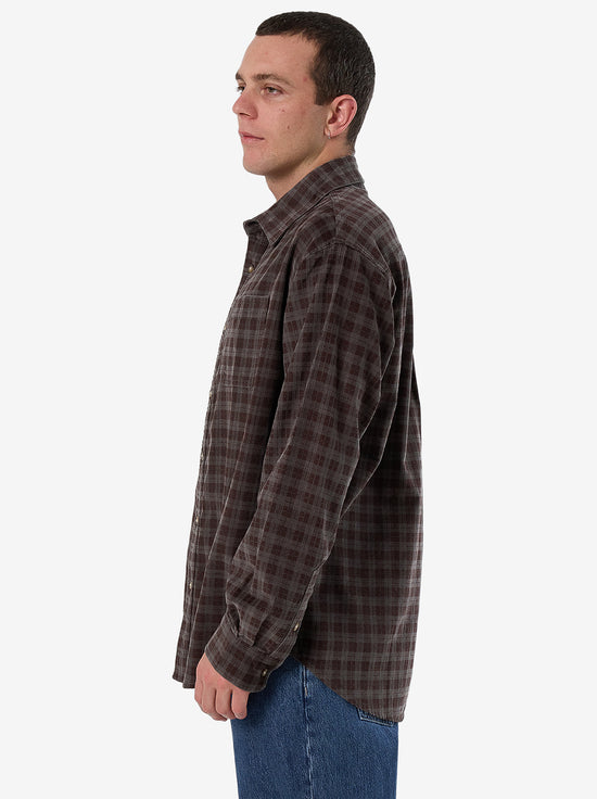 Thrills - Union Cord Check Long Sleeve Shirt  - Charcoal Rose