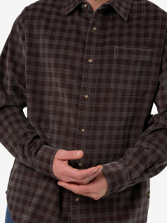 Thrills - Union Cord Check Long Sleeve Shirt  - Charcoal Rose