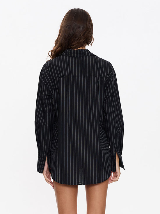 Thrills - Unwind Stripe Oversized Shirt - Black