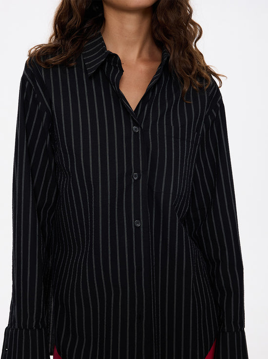 Thrills - Unwind Stripe Oversized Shirt - Black