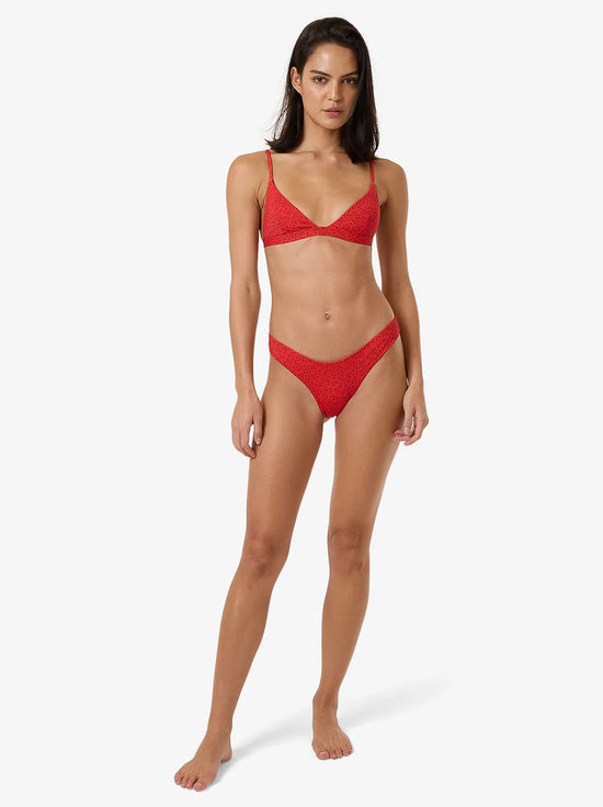 Thrills - Zinnia Fixed Triangle Bikini Bottom - Flame Red