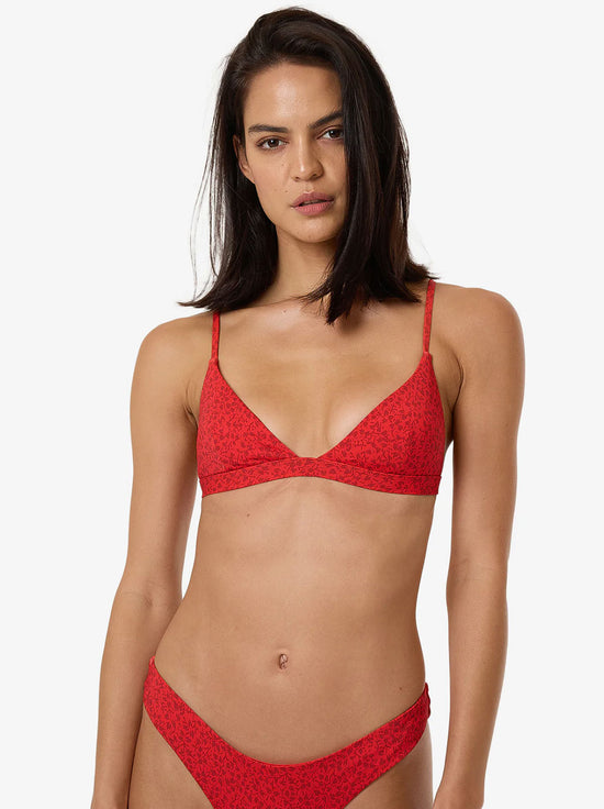 Thrills - Zinnia Fixed Triangle Bikini Top - Flame Red