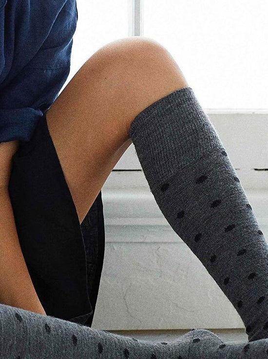 Tightology - Dotty Wool Socks - Grey / Black