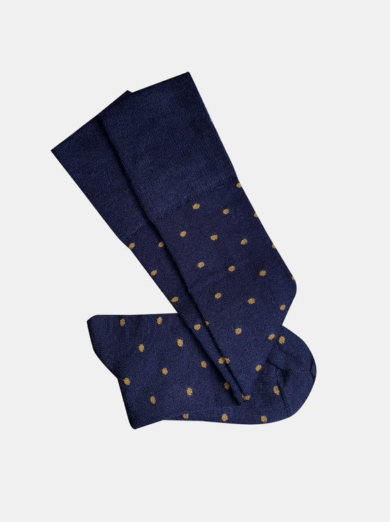 Tightology - Dotty Wool Socks - Navy / Mustard