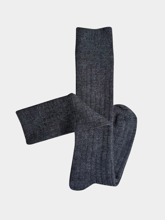 Tightology - Long Rib Merino Wool Socks - Charcoal