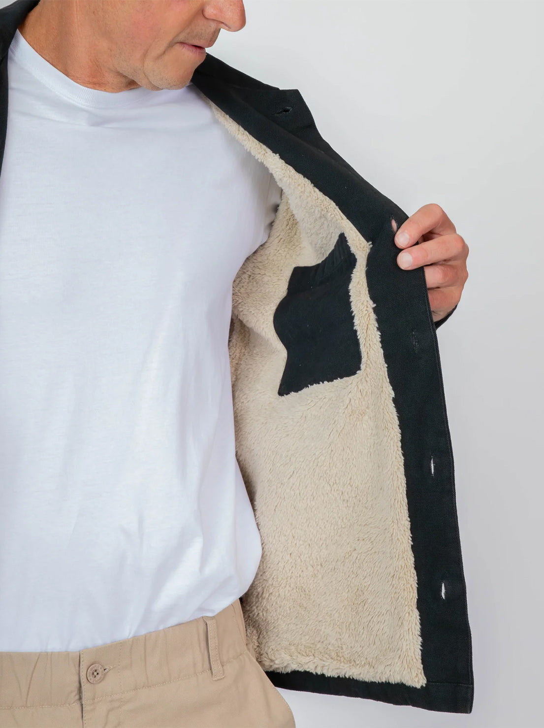 Mr Simple - Stockyard Sherpa Jacket Canvas - Black