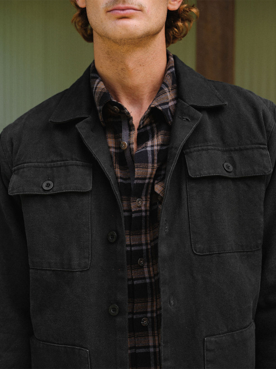 Mr Simple - Stockyard Sherpa Jacket Canvas - Black