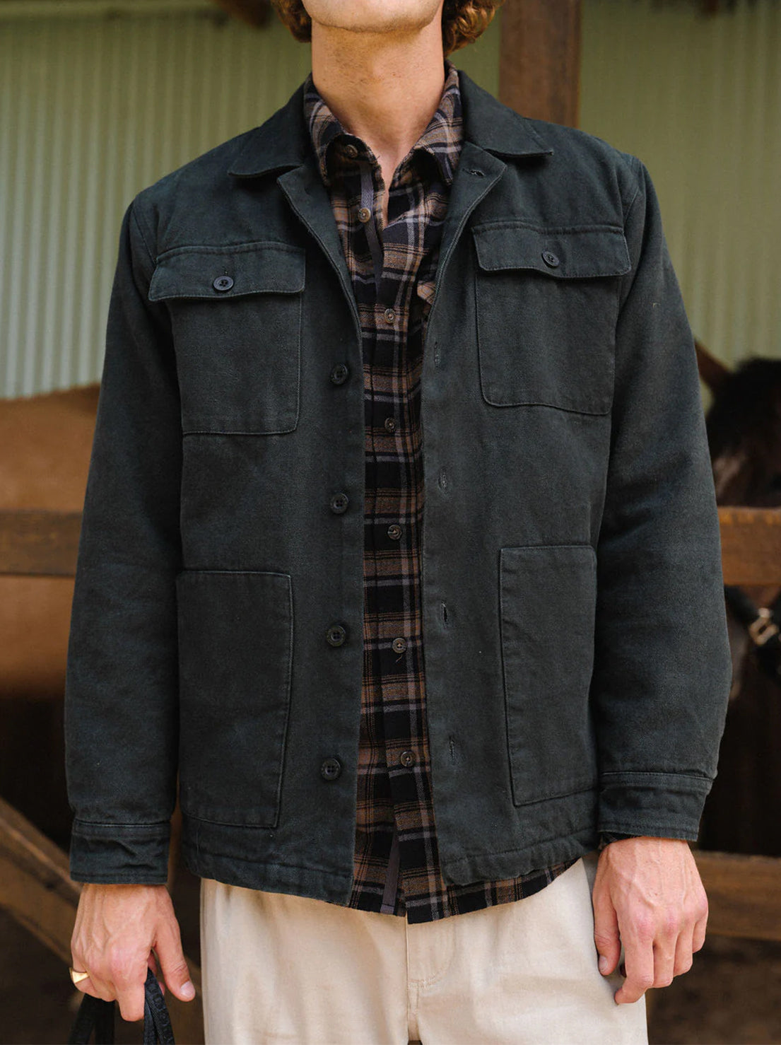 Mr Simple - Stockyard Sherpa Jacket Canvas - Black