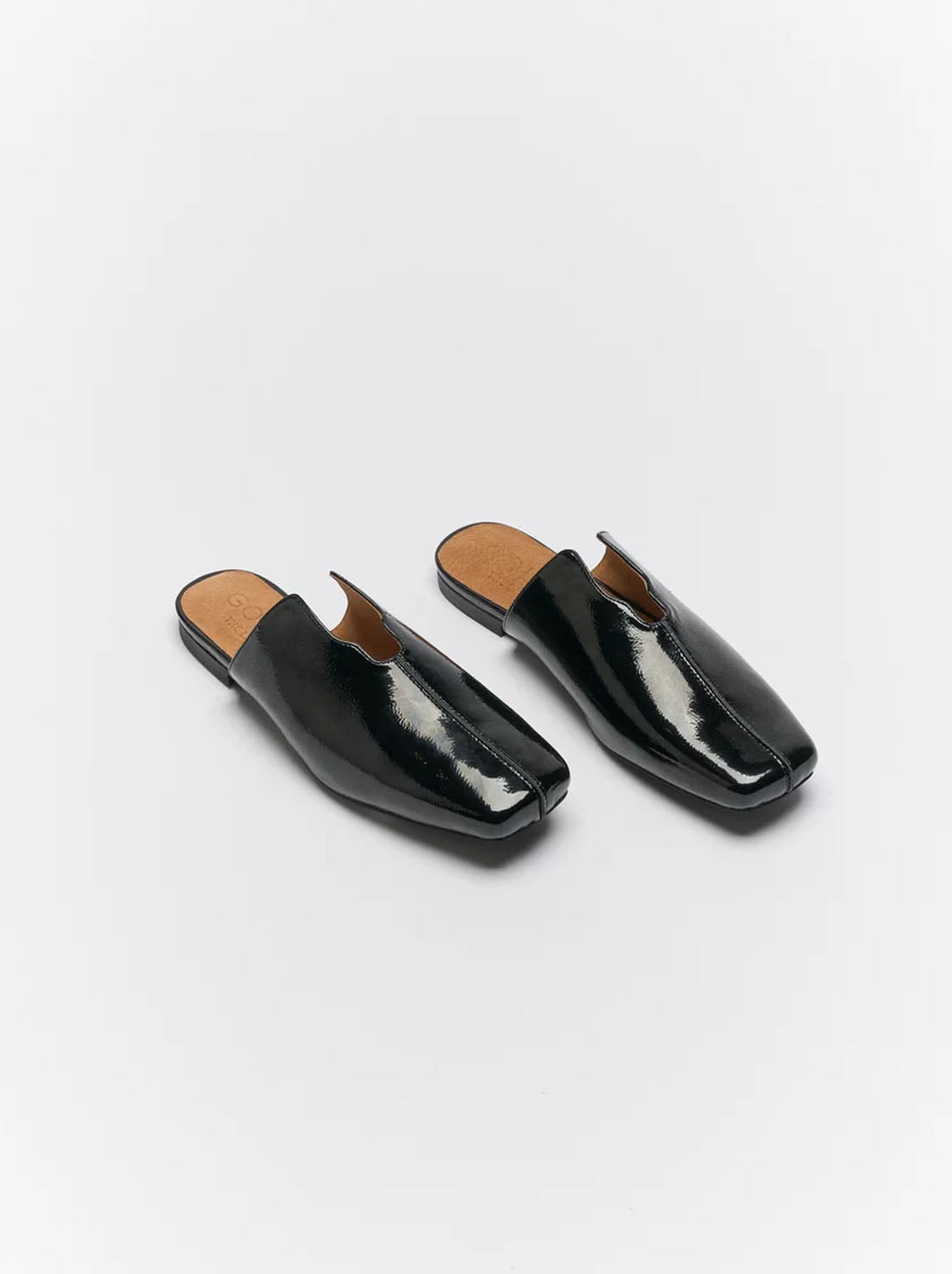 Goldie The Label - Estelle Leather Mule - Black Crinkle