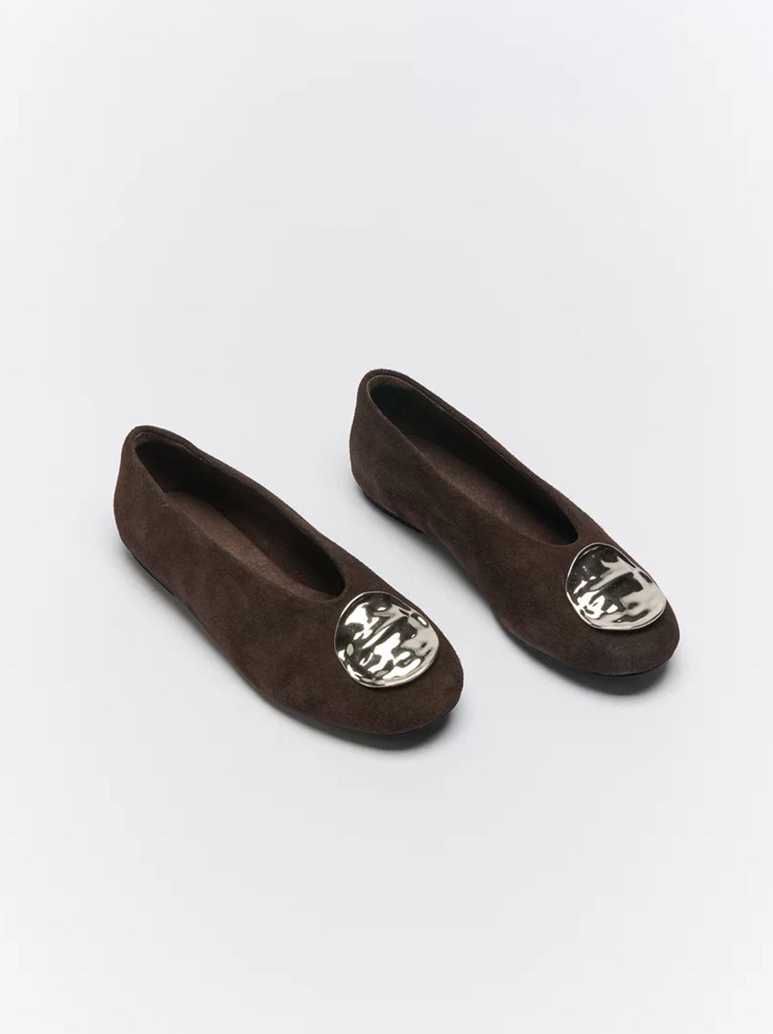 Goldie The Label - Zadie Leather Ballet Flat - Chocolate Suede