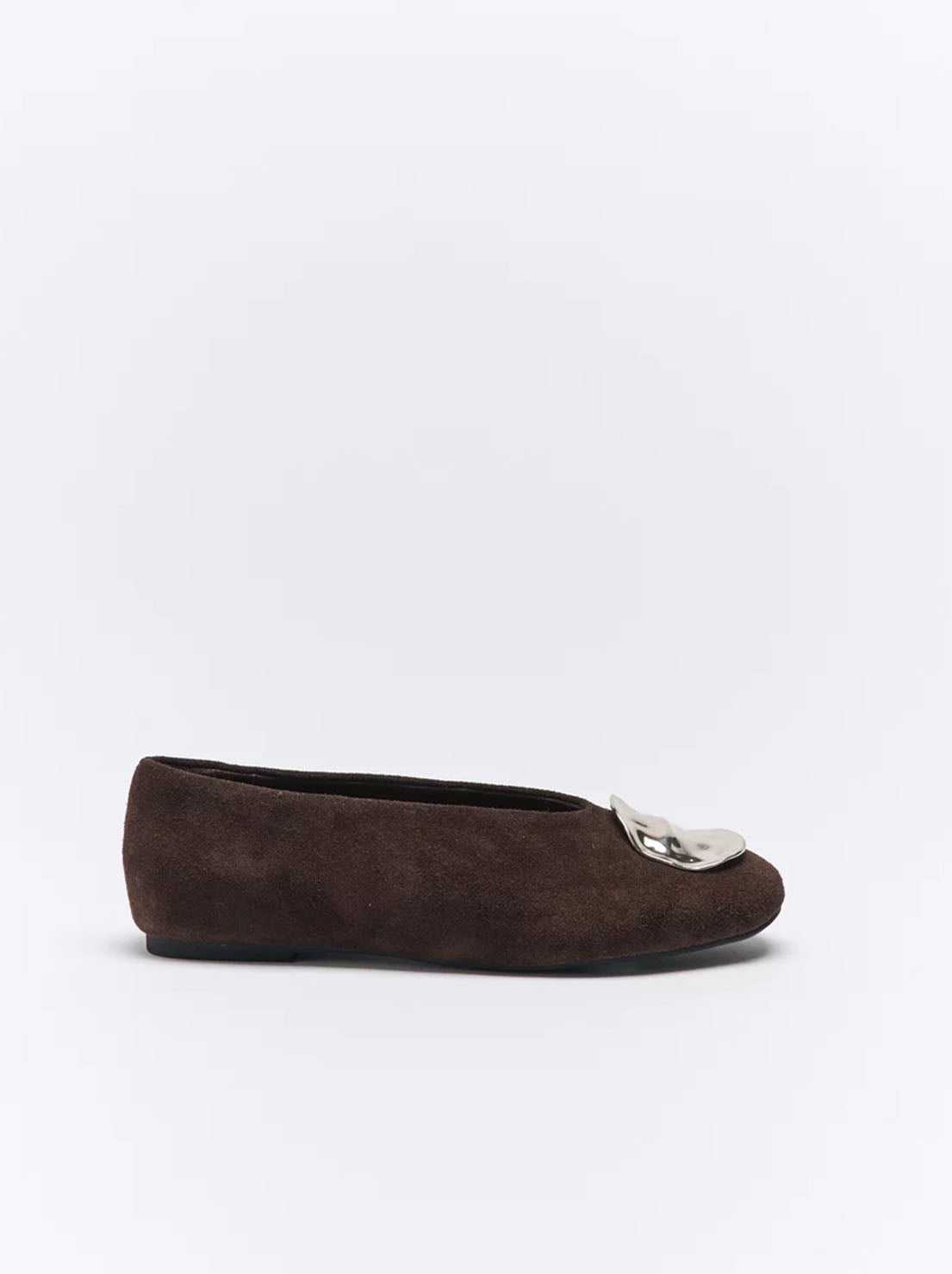 Goldie The Label - Zadie Leather Ballet Flat - Chocolate Suede