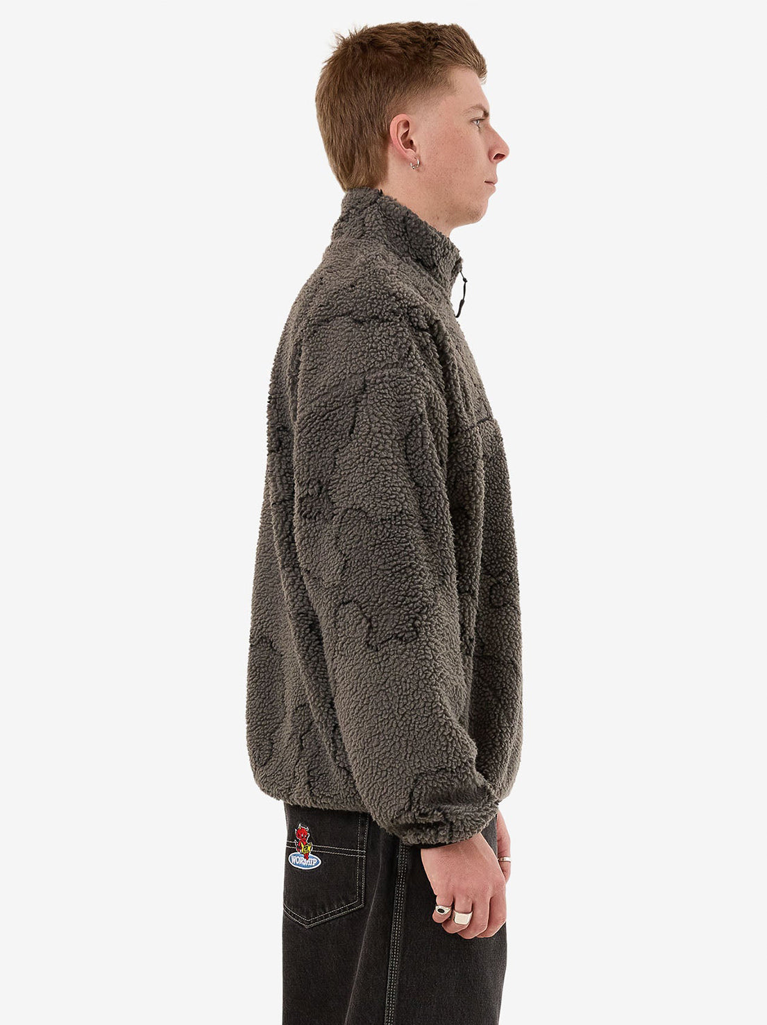 Worship - Delirium Quarter Zip Sherpa Fleece - Steel Grey