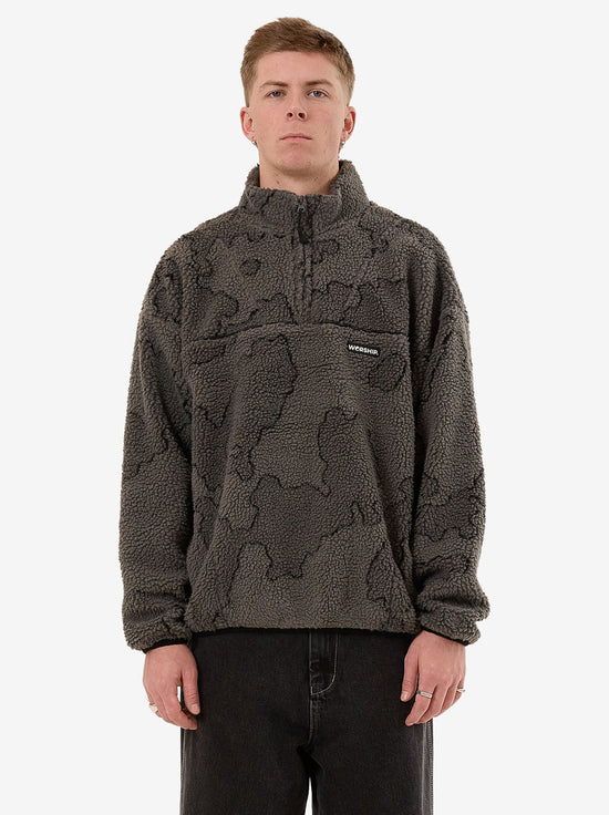 Worship - Delirium Quarter Zip Sherpa Fleece - Steel Grey