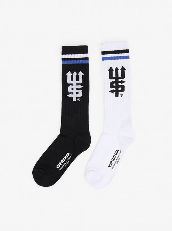 Worship - Fever Long Socks 2 Pack - White / Black