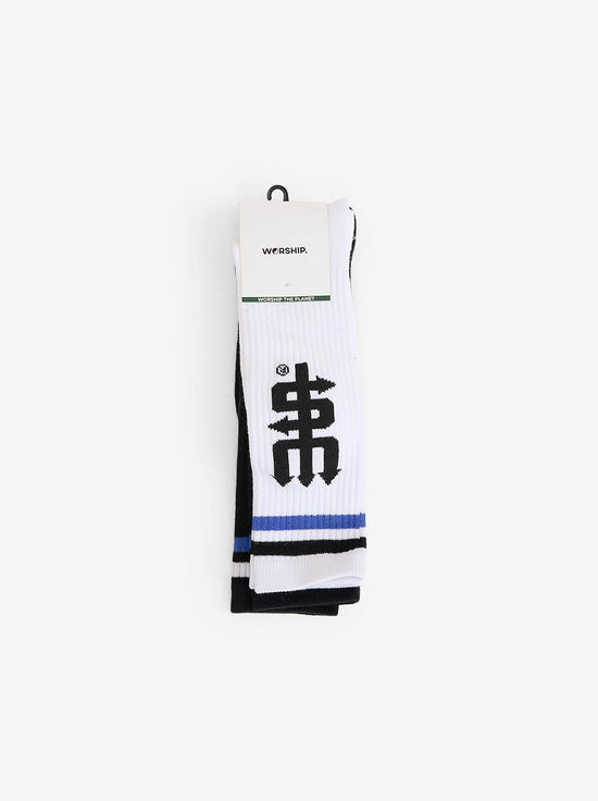 Worship - Fever Long Socks 2 Pack - White / Black