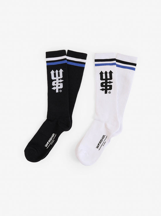 Worship - Fever Long Socks 2 Pack - White / Black