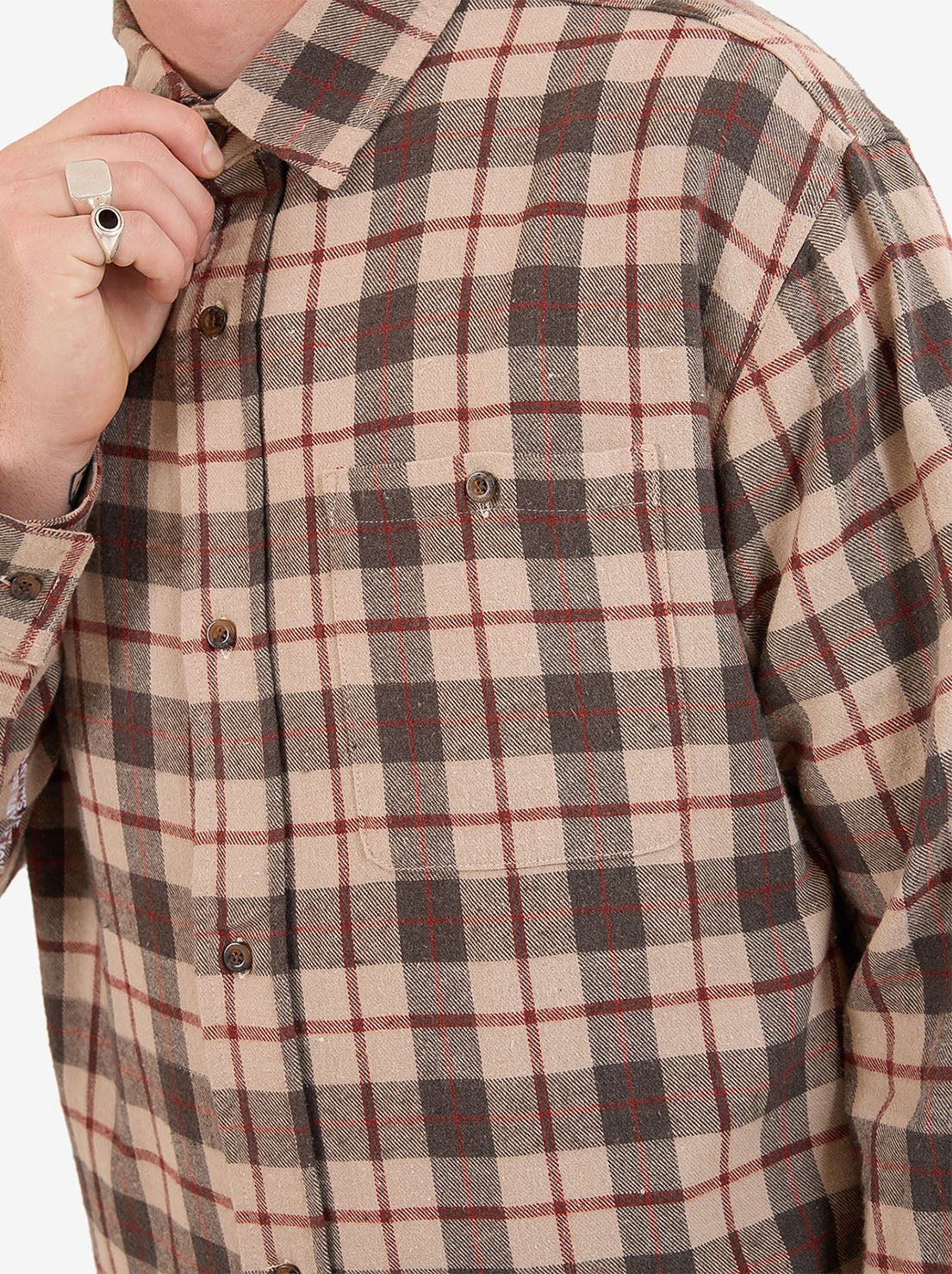 Worship - Maybe Today Long Sleeve Flannel Shirt - Grey