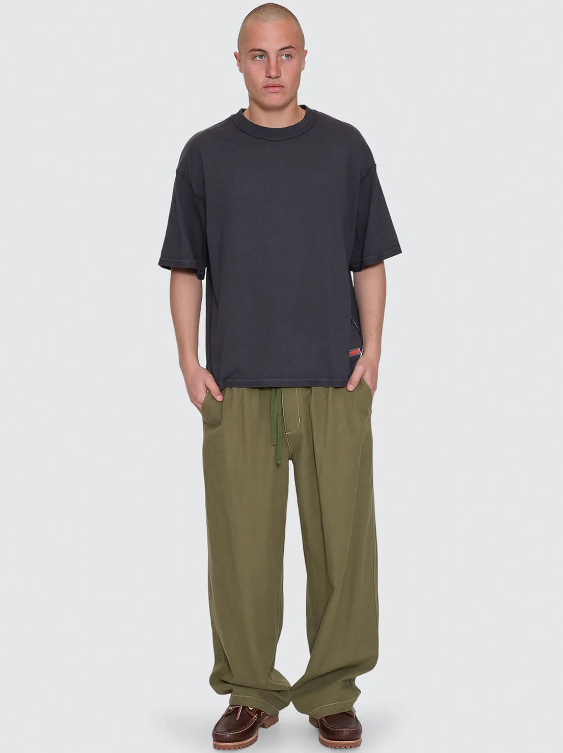 Worship - Reverse Box Fit Cropped Overdye Tee - Black Overdye