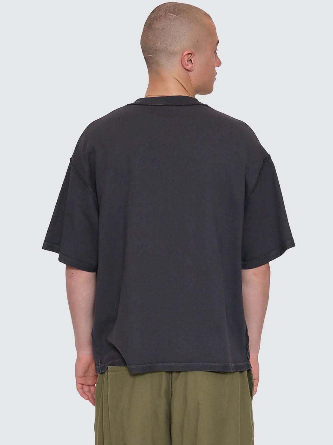 Worship - Reverse Box Fit Cropped Overdye Tee - Black Overdye