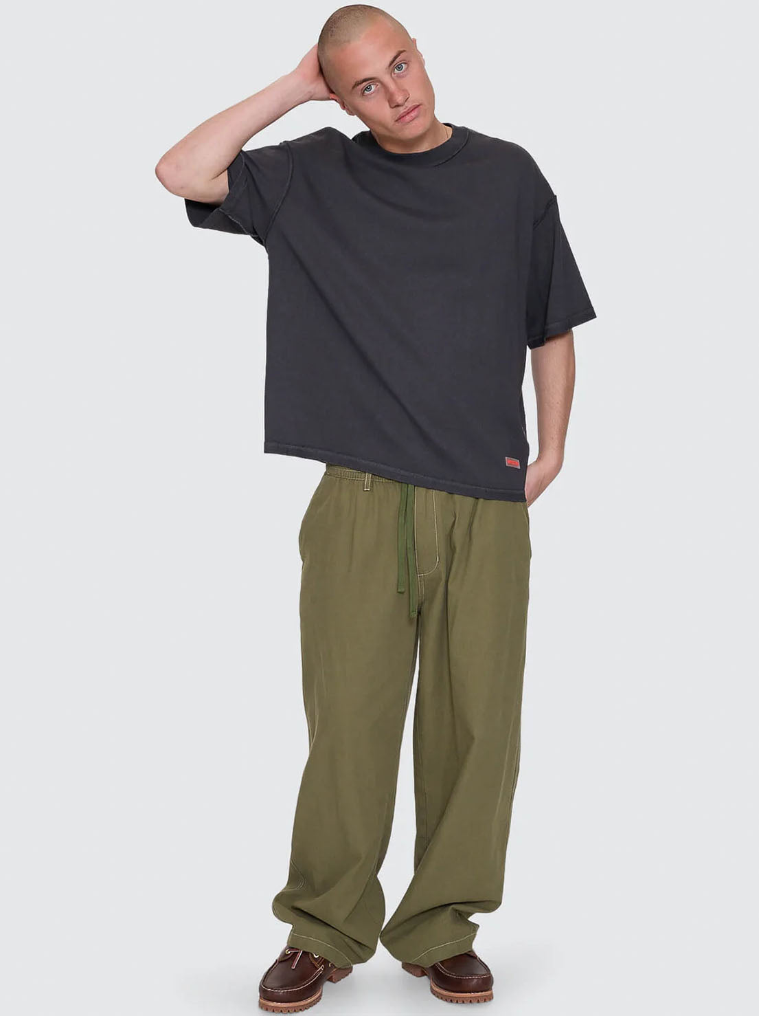 Worship - Reverse Box Fit Cropped Overdye Tee - Black Overdye