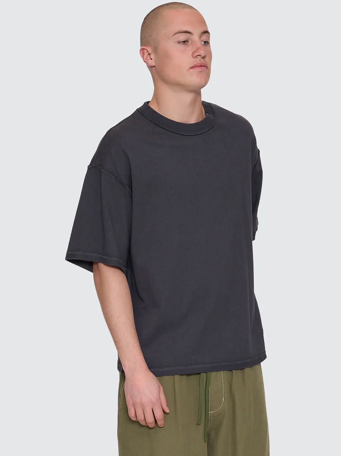 Worship - Reverse Box Fit Cropped Overdye Tee - Black Overdye