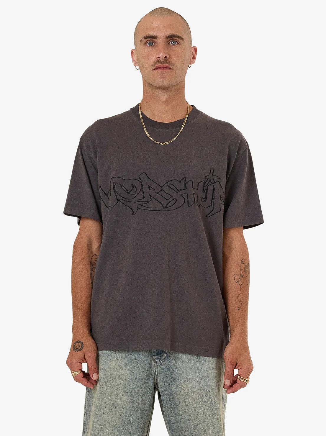 Worship - Throws Tee - Worn Black