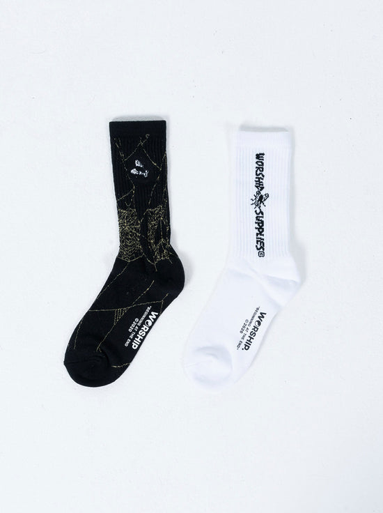 Worship - Dream Weaver Sock - Organic 2 Pack - White / Black