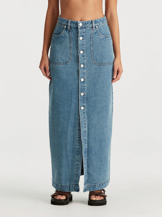 Wrangler - Button Through Maxi Skirt - Infinite Sky