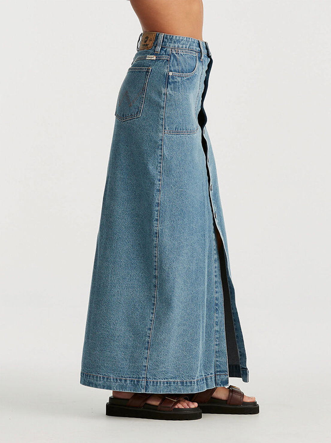 Wrangler - Button Through Maxi Skirt - Infinite Sky