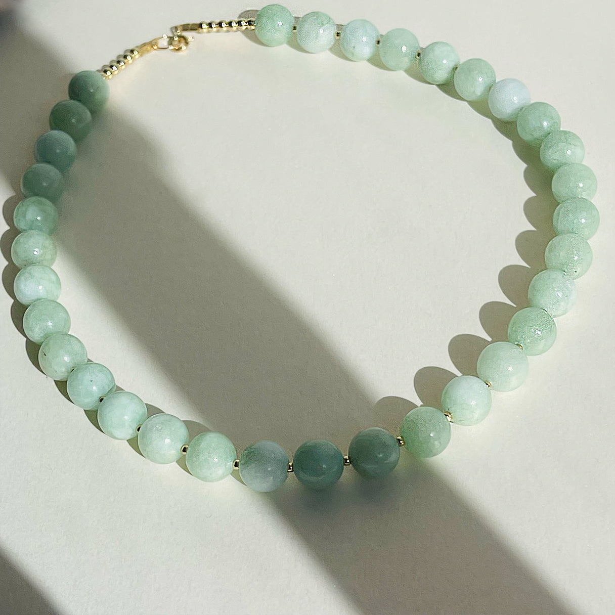 Petite Grand - Dahlia Necklace - Gold / Chrysoprase Beads