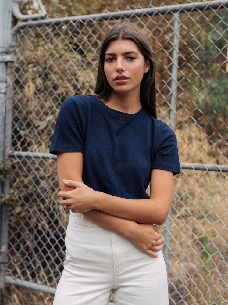 Buy Hemp Clothing Australia Womens Classic Tee Navy For Women Abicus