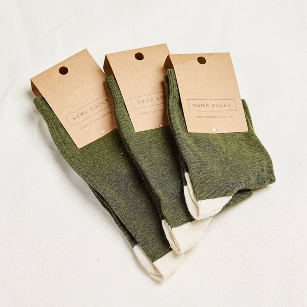 Hemp Clothing Australia - Daily Socks Thin - Olive