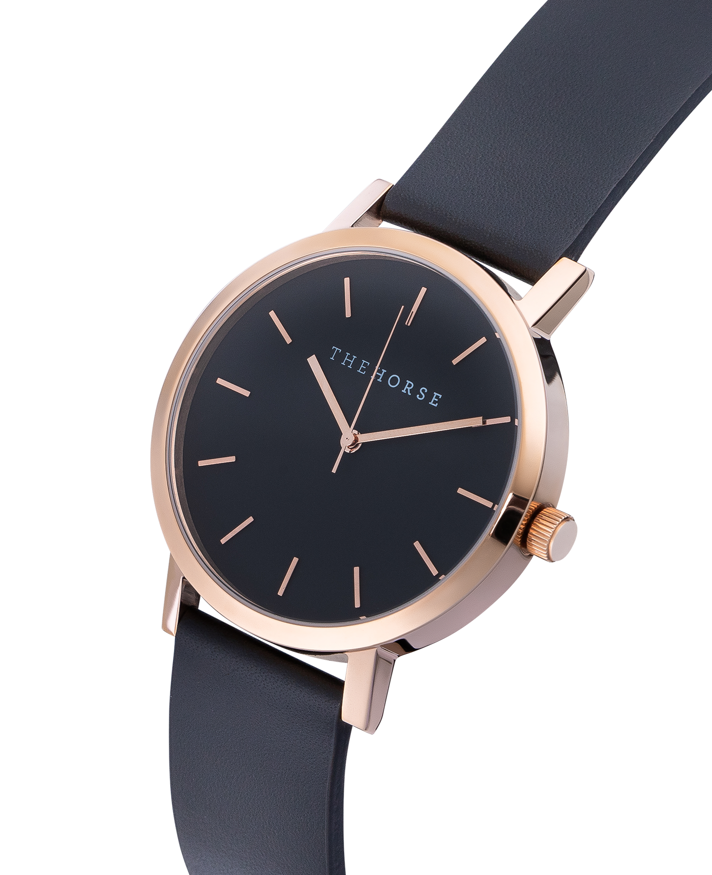 The Horse - The Original Watch - Polished Rose Gold / Black Dial / Black Leather