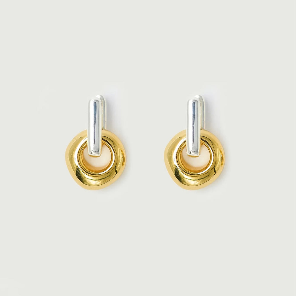 Brie Leon - Mini Bloq w/ Pebble Earring - Gold/Silver