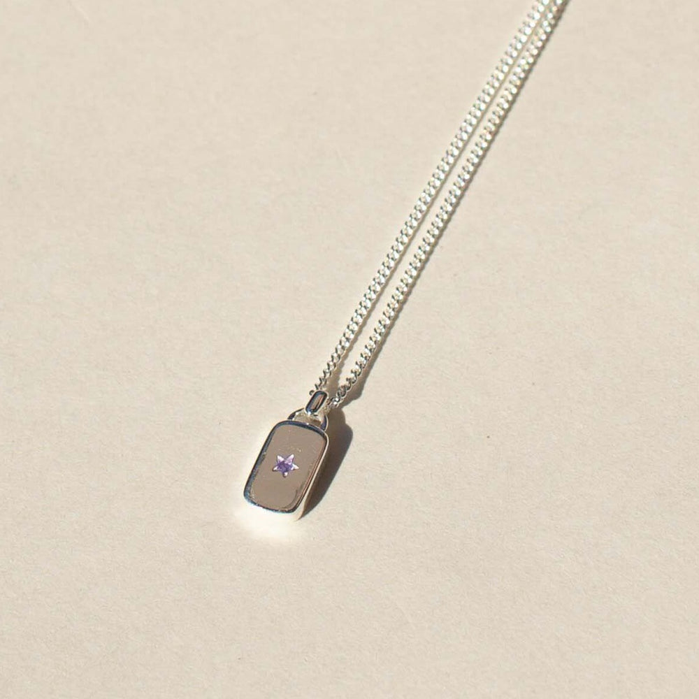 Brie Leon - 925 Lunette Birth Stone Necklace - Silver - February