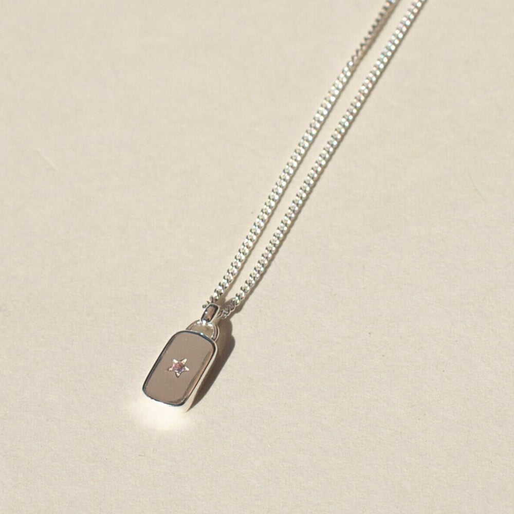 Brie Leon - 925 Lunette Birth Stone Necklace - Silver - October