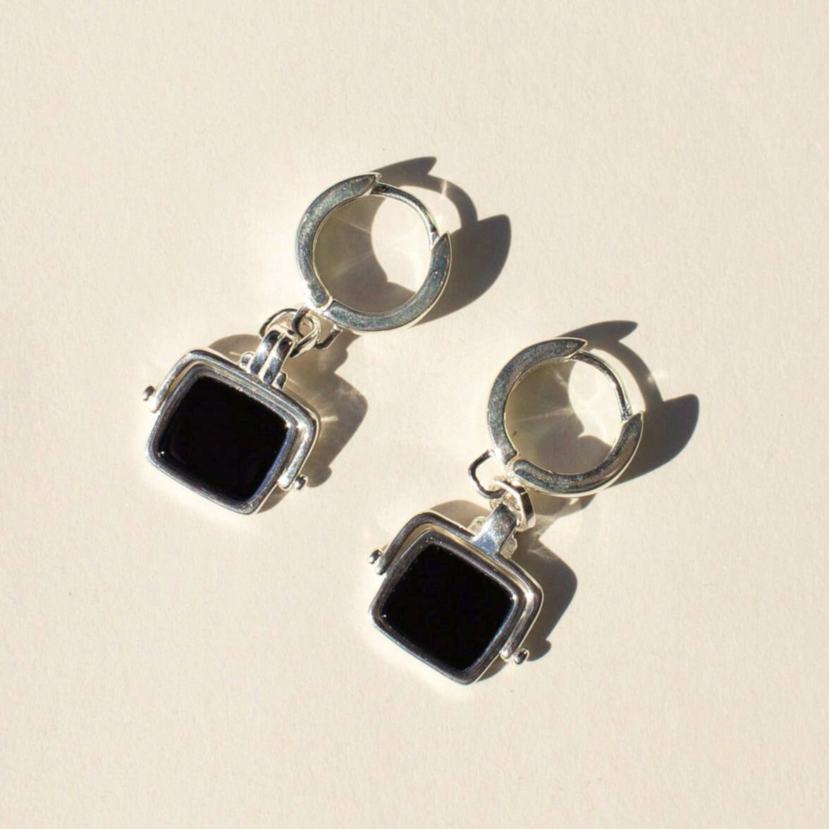 Brie Leon - 925 Santiago Drop Earrings - Silver/Onyx