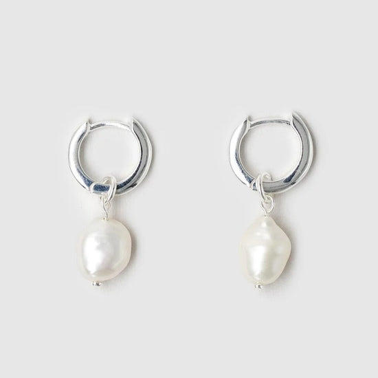 Brie Leon - Lila Pearl Sleeper Earrings - Silver