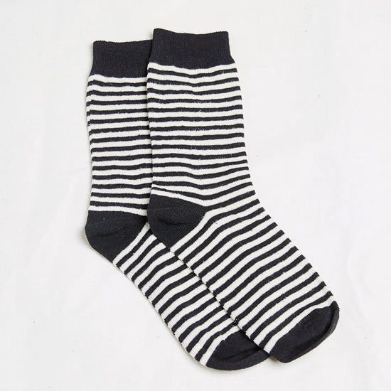 Load image into Gallery viewer, Hemp Clothing Australia - Daily Socks Thin - Black/Natural Stripe
