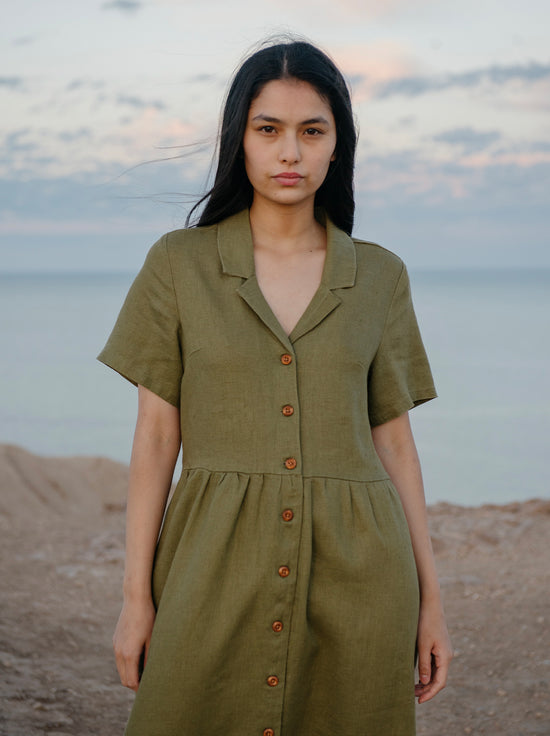 Load image into Gallery viewer, Hemp Clothing Australia - Day Dress - Olive
