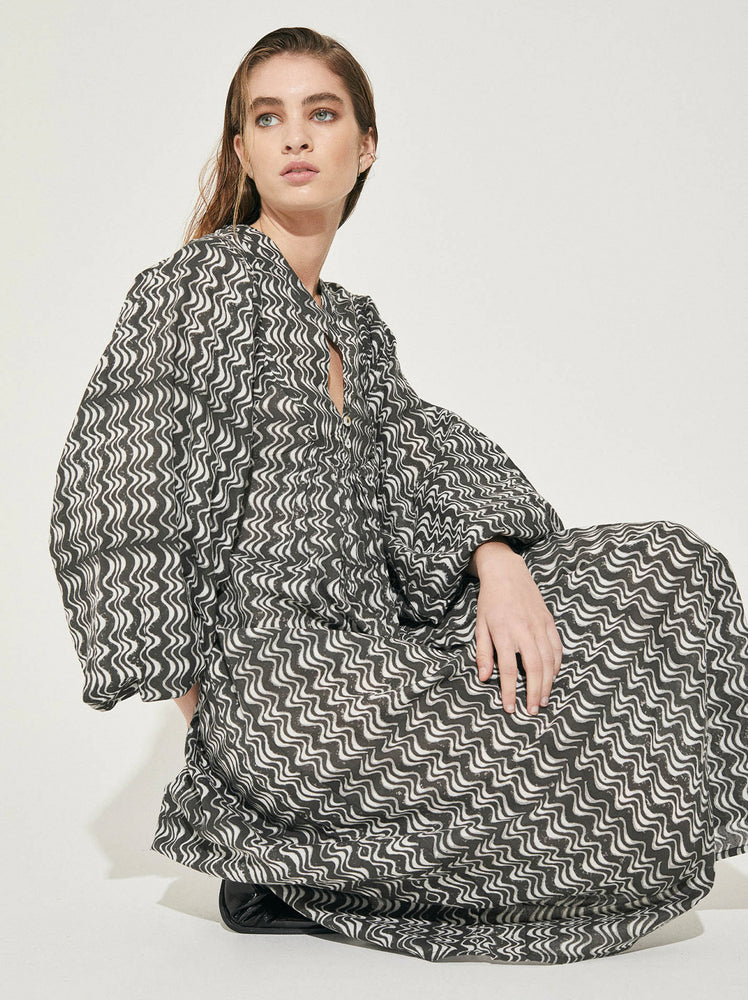 Kinga Csilla - Kaamos Marrakesh Button Dress - Black & White