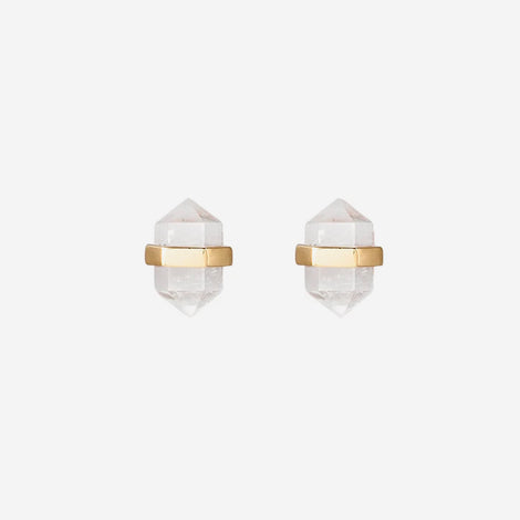 Krystle Knight - Beaming Crystal Studs - Clear Quartz | 12k Gold Plated