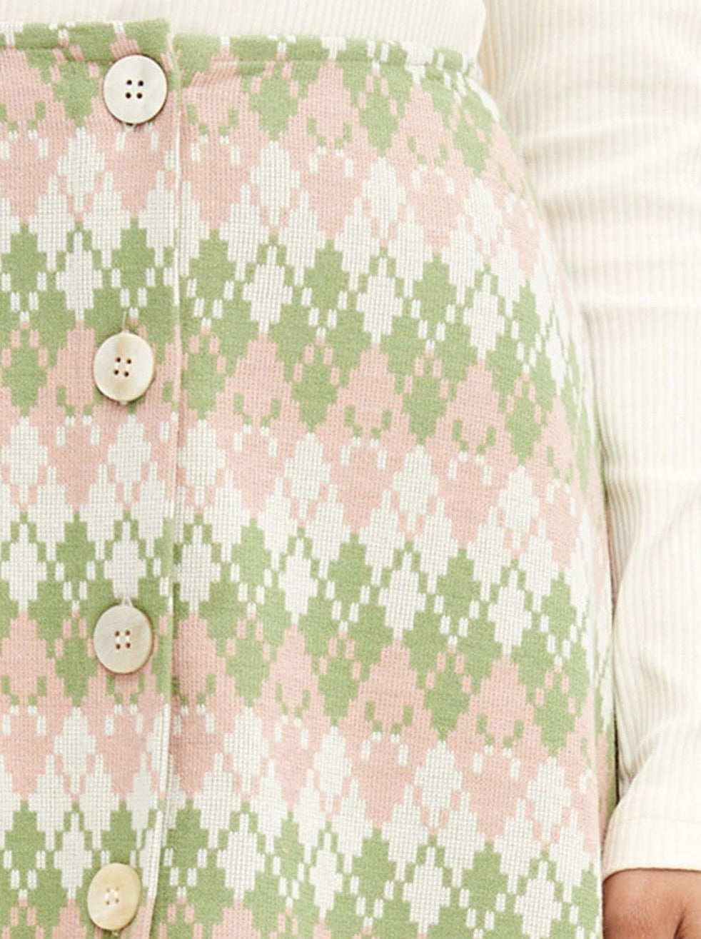 Kuwaii - Button Up Skirt - Rosy Argyle