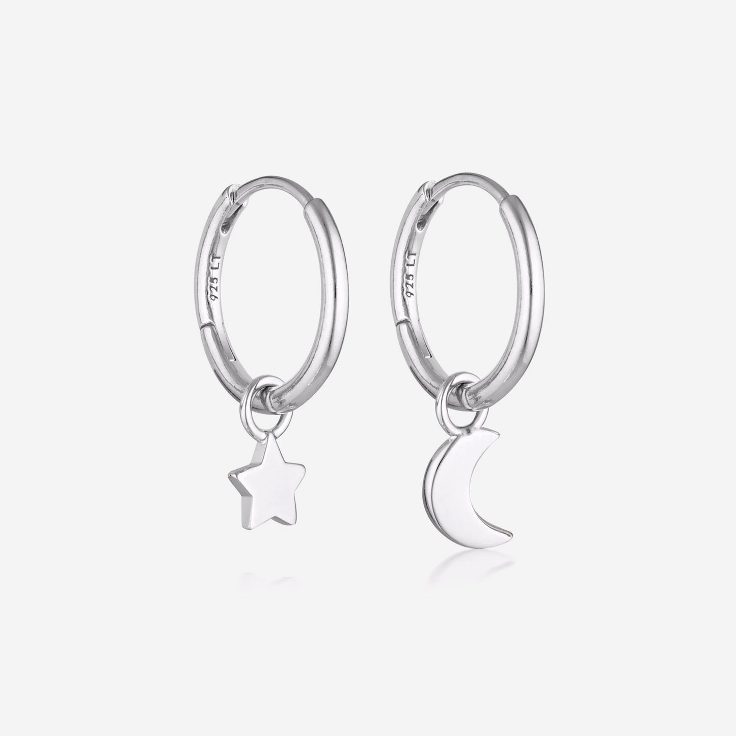 Linda Tahija - Star & Moon Huggie Hoop Earrings - Sterling Silver