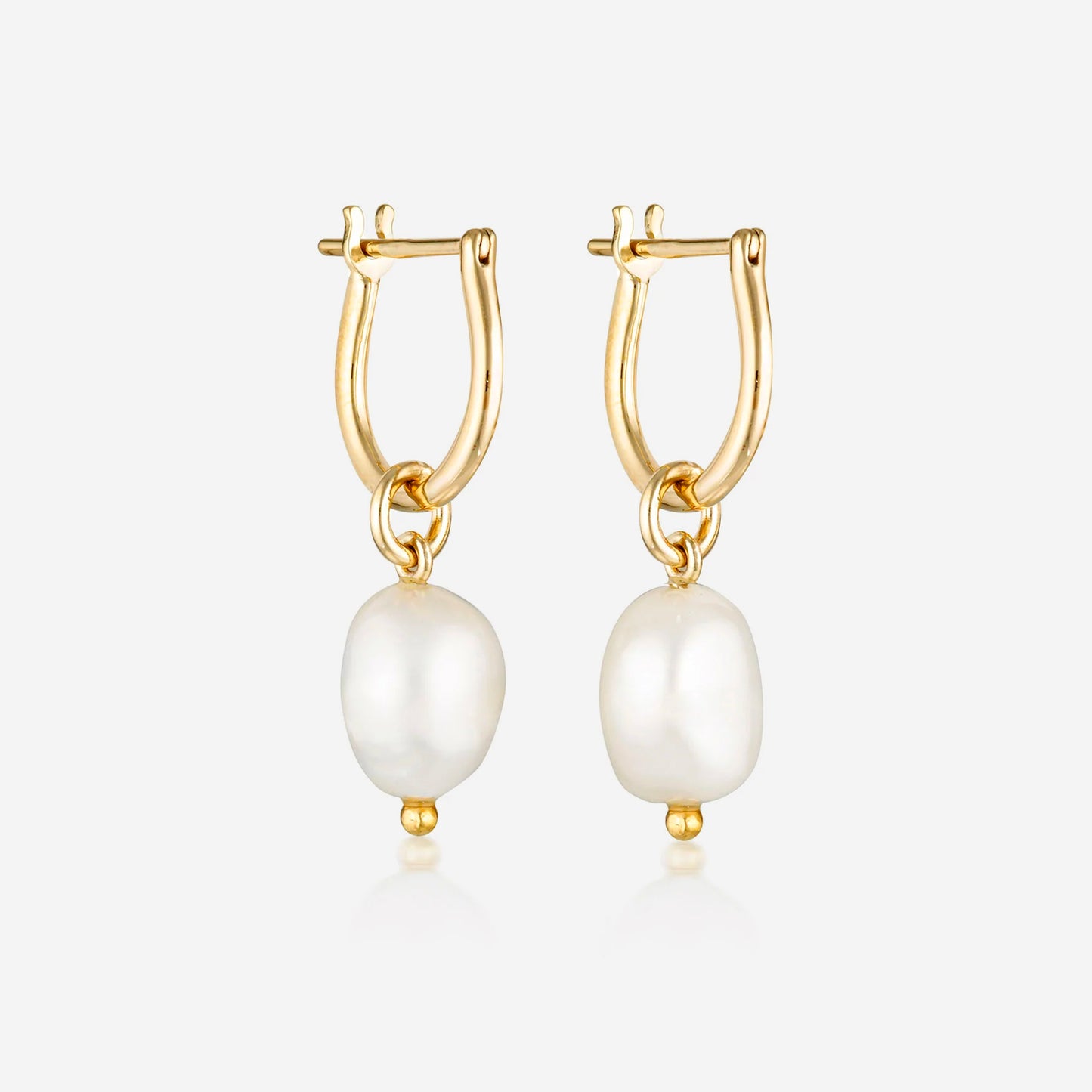 Linda Tahija - Baroque Pearl Basic Hoop Earrings - Gold Plated