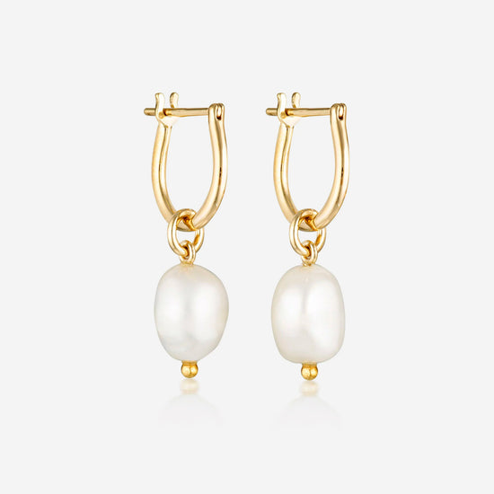 Linda Tahija - Baroque Pearl Basic Hoop Earrings - Gold Plated
