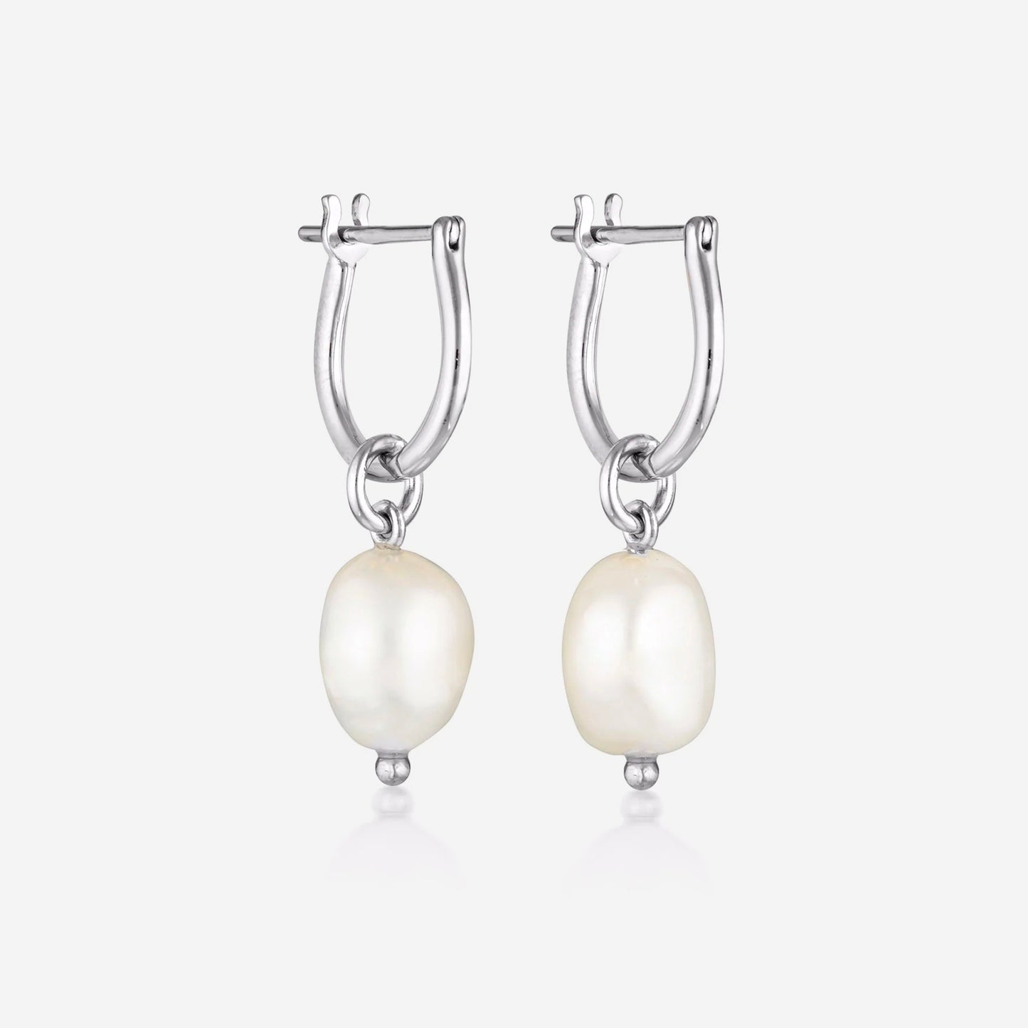 Linda Tahija - Baroque Pearl Basic Hoop Earrings - Sterling Silver