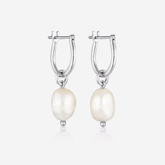 Linda Tahija - Baroque Pearl Basic Hoop Earrings - Sterling Silver