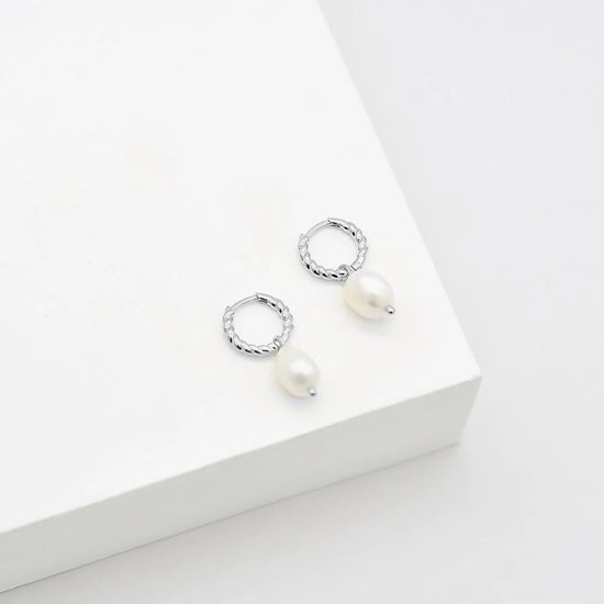 Linda Tahija - Baroque Pearl Rope Huggie Earrings - Sterling Silver